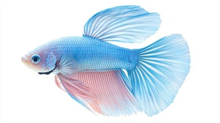 Fototapeta premium A blue and pink fish with a white belly. The fish is swimming in a tank