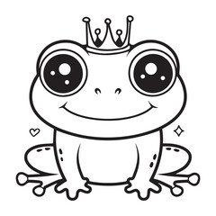 Simple flat cute frog icon, black vector illustration on white background