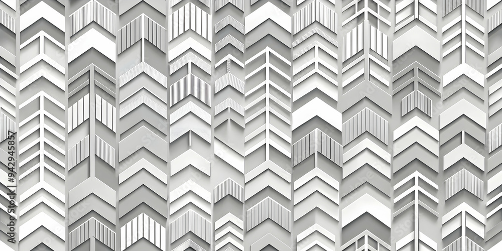 Poster intertwined arrows: an abstract 3d render of white, gray, and beige arrows interlocked in a dynamic 