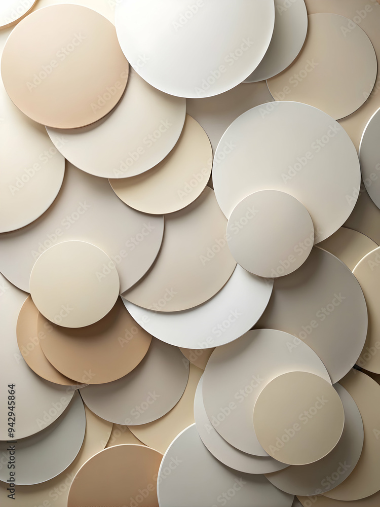 Poster abstract circles minimalist: a captivating arrangement of overlapping circles in subtle shades of be