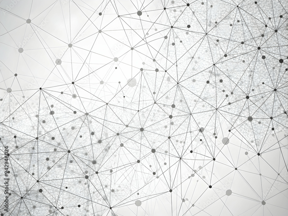 Poster digital network connections: a dynamic web of interconnected nodes and lines, symbolizing the flow o