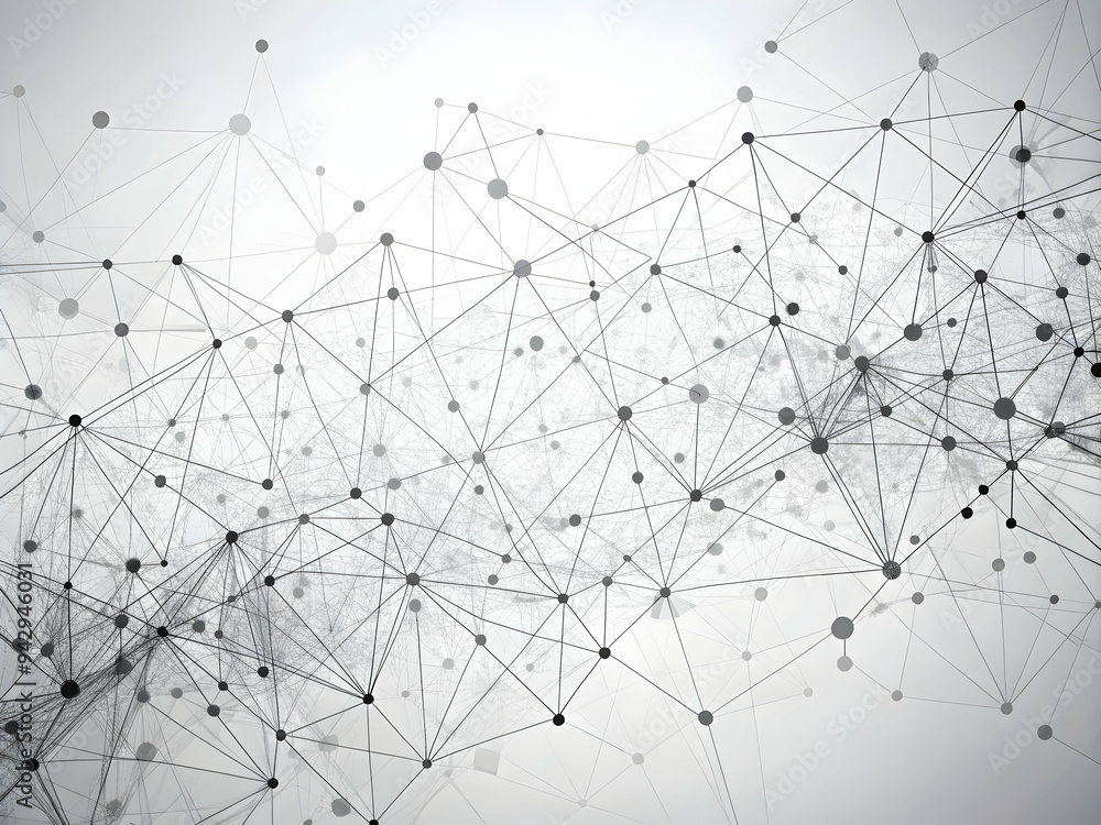 Poster Digital Network Connections: A dynamic web of interconnected nodes and lines, symbolizing the flow of data and the power of digital transformation.