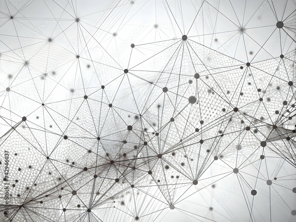 Poster Digital Network Connections: A dynamic web of interconnected nodes and lines, symbolizing the flow of data and the power of digital transformation.
