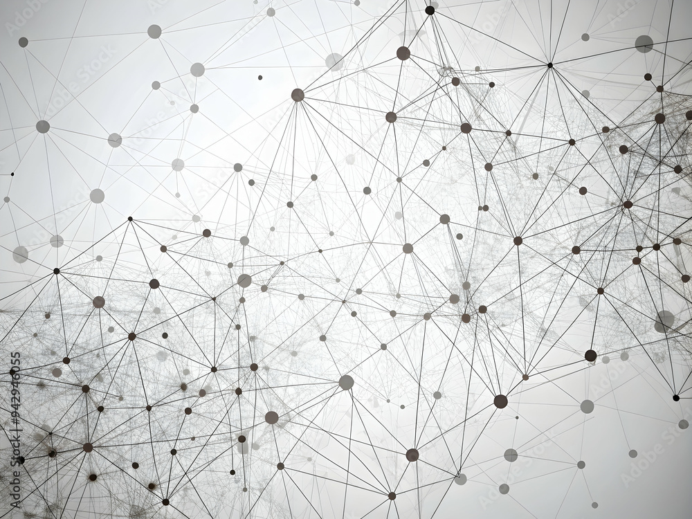 Poster Digital Network Connections: A dynamic web of interconnected nodes and lines, symbolizing the flow of data and the power of digital transformation.