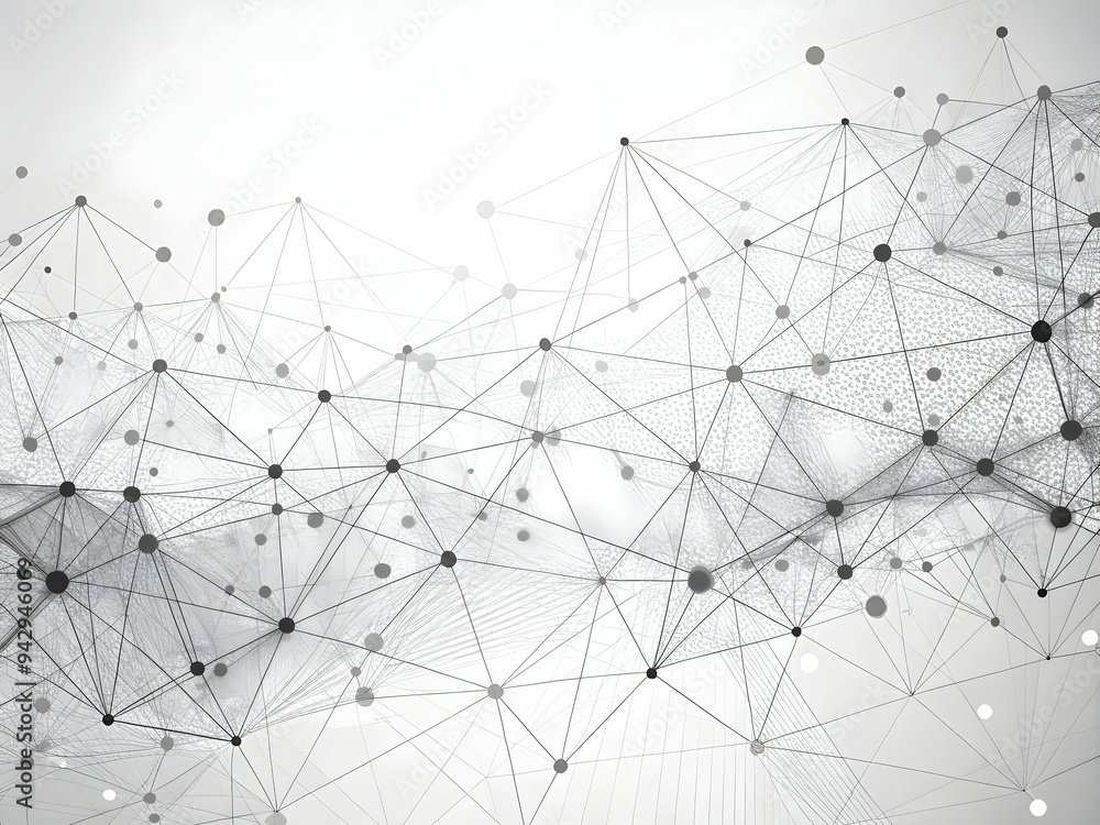 Poster Digital Network Connections: A dynamic web of interconnected nodes and lines, symbolizing the flow of data and the power of digital transformation.