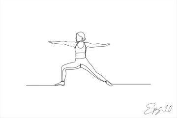 continuous line vector illustration of woman dancing ballet