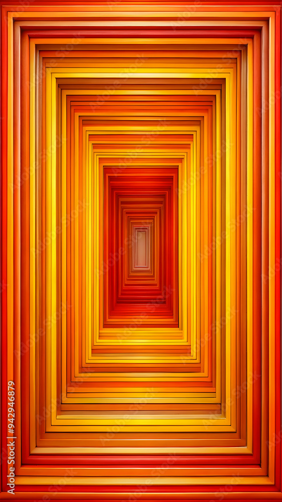 Aufkleber infinite journey: a mesmerizing abstract artwork of endless red and orange rectangular frames, drawi