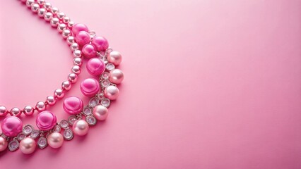 Obraz premium Pink necklace on a soft pink background, pink, necklace, jewelry, accessory, feminine, elegant, fashion, beauty, luxury