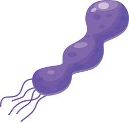 Microscopic view of a purple bacteria microorganism floating with flagella