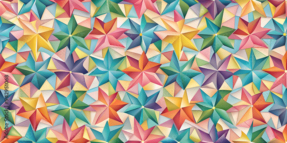 Canvas Prints kaleidoscope of geometry: a vibrant, seamless pattern of multi-colored geometric shapes, ideal for m