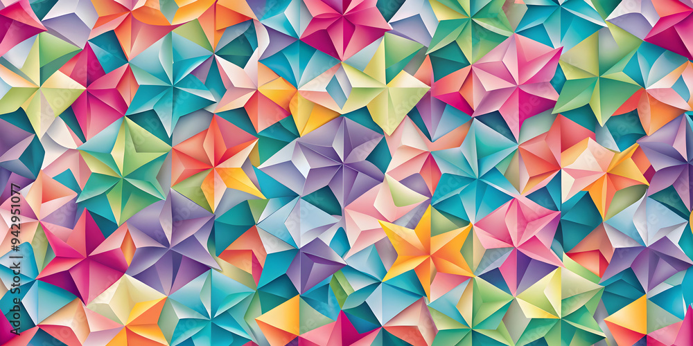 Canvas Prints kaleidoscope of geometry: a vibrant, seamless pattern of multi-colored geometric shapes, ideal for m