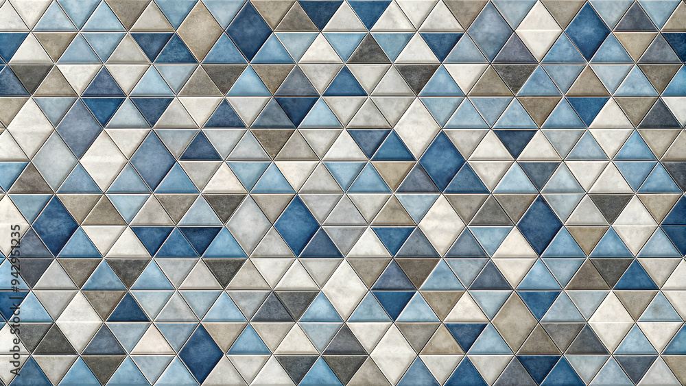 Poster azure triangle tapestry: a mesmerizing digital art piece featuring a captivating pattern of blue and