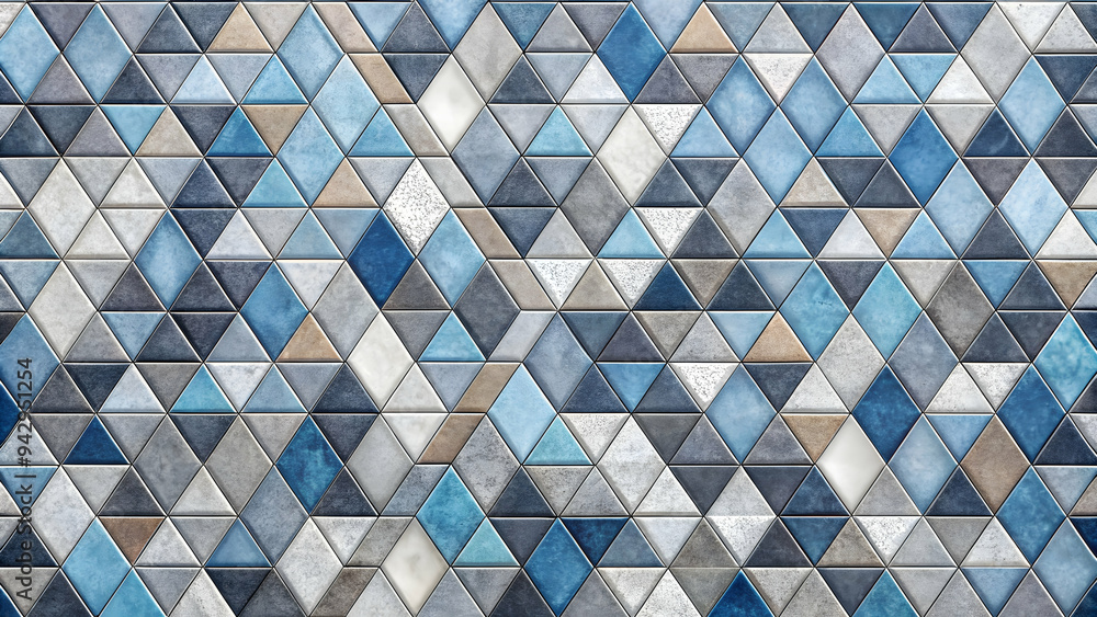 Poster azure triangle tapestry: a mesmerizing digital art piece featuring a captivating pattern of blue and