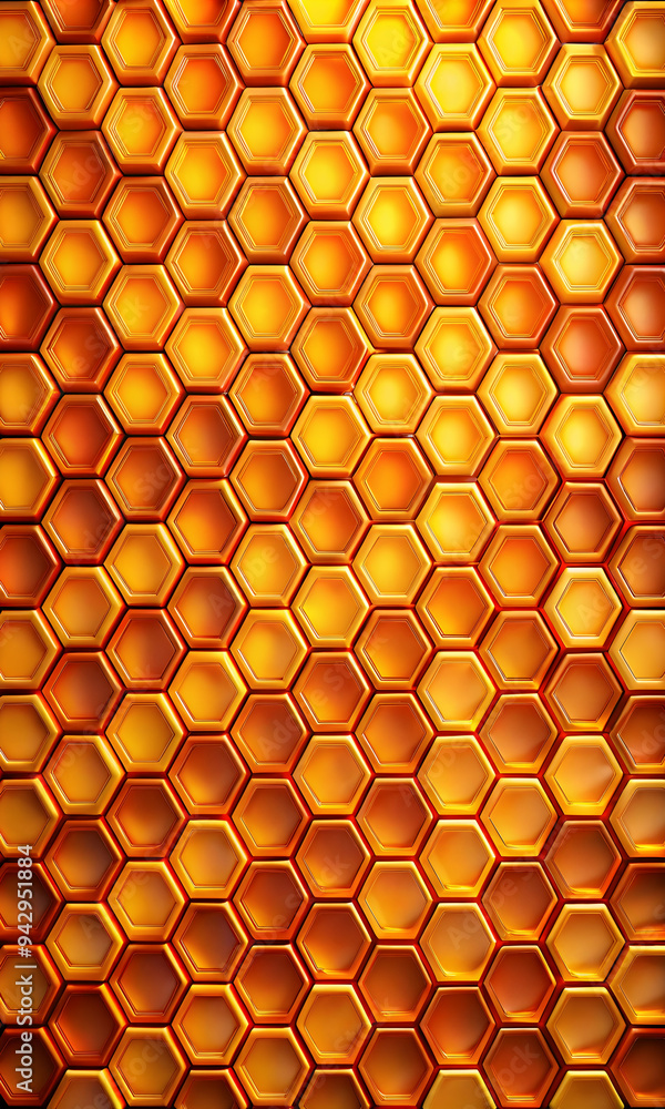 Poster golden honeycomb abstract pattern: a mesmerizing and intricate pattern of golden hexagons creates a 
