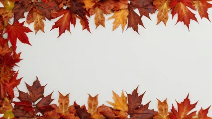 Obraz premium Vibrant Maple Leaves Framing White Autumn Background