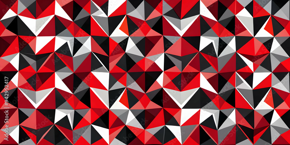 Poster red, black, and white abstract geometric pattern: a bold and dynamic pattern featuring overlapping t