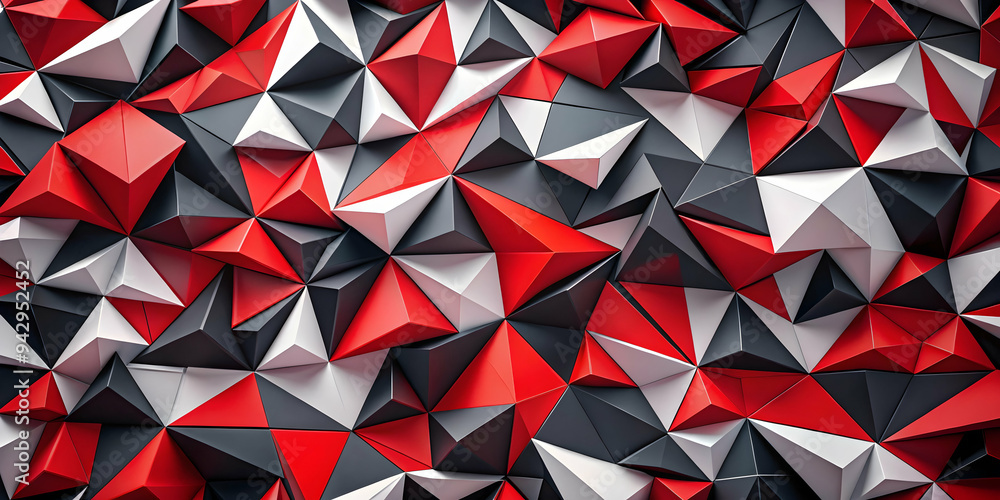 Poster red, black, and white abstract geometric pattern: a bold and dynamic pattern featuring overlapping t
