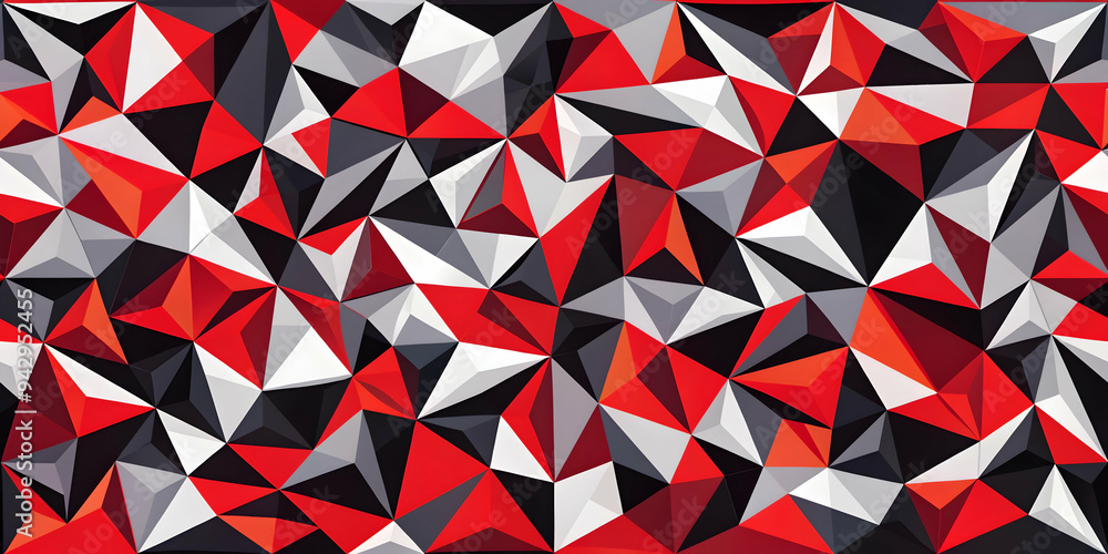 Poster red, black, and white abstract geometric pattern: a bold and dynamic pattern featuring overlapping t