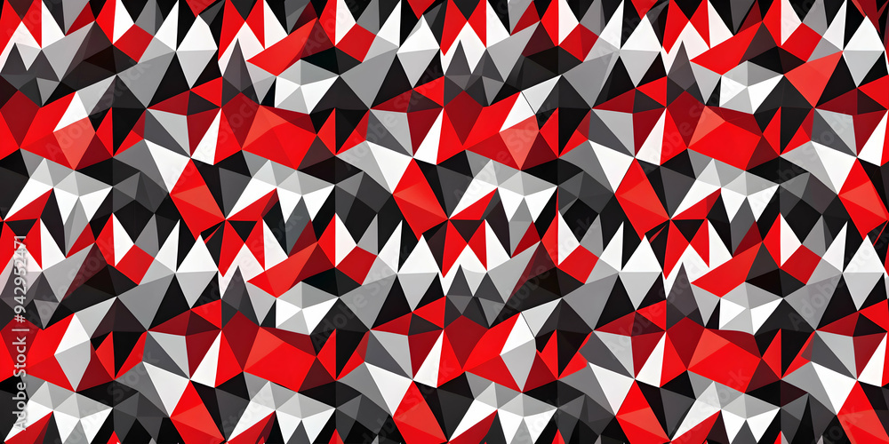 Poster red, black, and white abstract geometric pattern: a bold and dynamic pattern featuring overlapping t