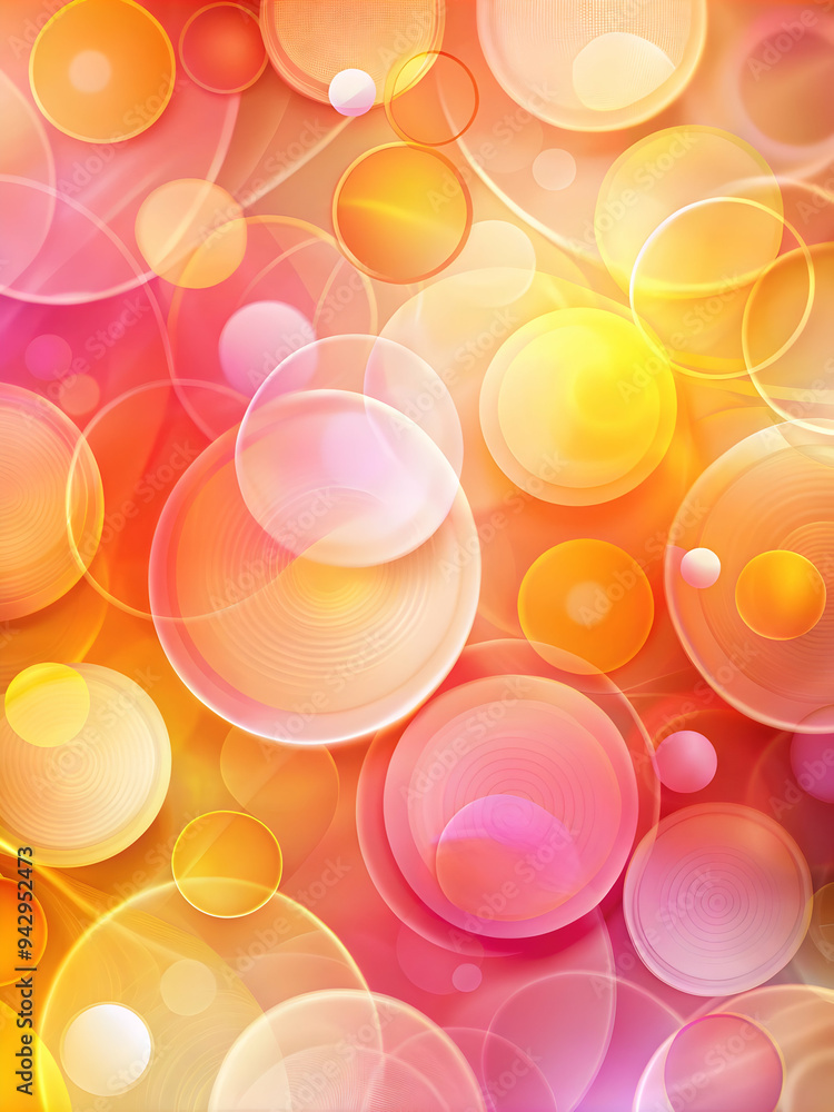 Poster bubbly bokeh dreamscape: a vibrant and energetic abstract background with overlapping circles in hue