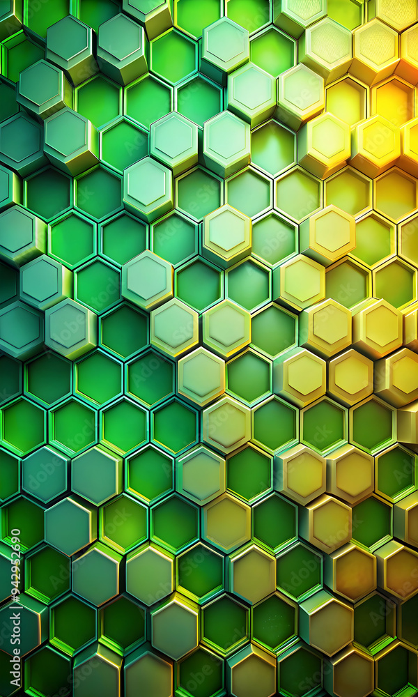 Poster abstract hexagon pattern: a captivating, abstract background of 3d hexagonal shapes in cool blue and