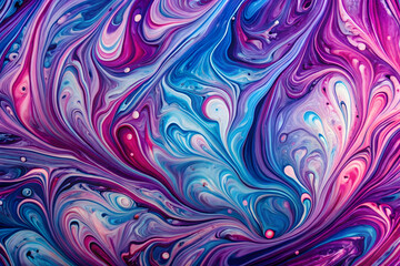Obraz premium Cosmic Swirl: A mesmerizing dance of vibrant purple, blue, and pink hues, creating a captivating abstract artwork. This fluid art piece is perfect for evoking a sense of wonder and imagination. 