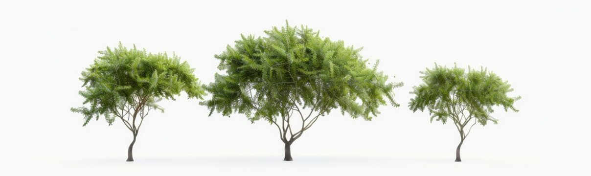 Isolated 3D render of a Honey Locust mesquite tree set against a transparent background.