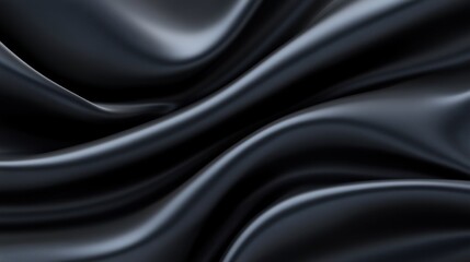 Fototapeta premium A black fabric with a shiny surface. The fabric is folded and has a shiny texture. The image has a mood of elegance and sophistication