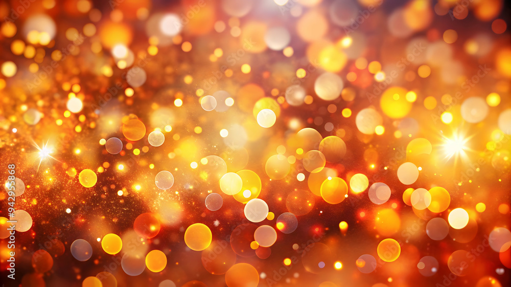 Poster golden bokeh lights: a vibrant and festive abstract background with shimmering golden bokeh lights.