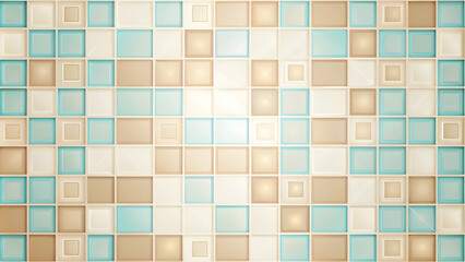 Blue and Beige Tile Mosaic: A calming and elegant background, this seamless pattern of blue and beige square tiles evokes a sense of tranquility and sophistication. 