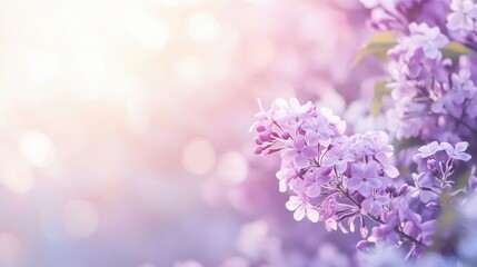 Obraz premium Delicate spring fantasy scene in vintage style, using soft lilac and cream colors, evoking an ethereal, timeless background