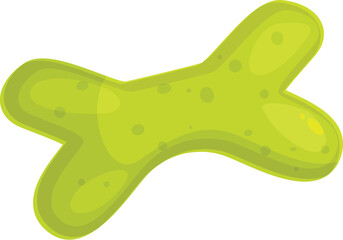 Simple cartoon illustration of a green bacteria or virus, perfect for illustrating concepts of disease, infection, and germs