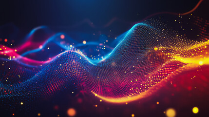 Abstract digital background electromagnetic wave background Innovation digital wave background information technology background The background is the background. gradient wave digital wave banner