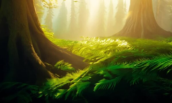 Plant nature magic green forest in cinematic view