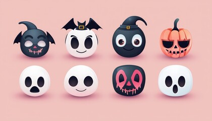 Fototapeta premium Simple vector illustration of Halloween devil and angel masks.