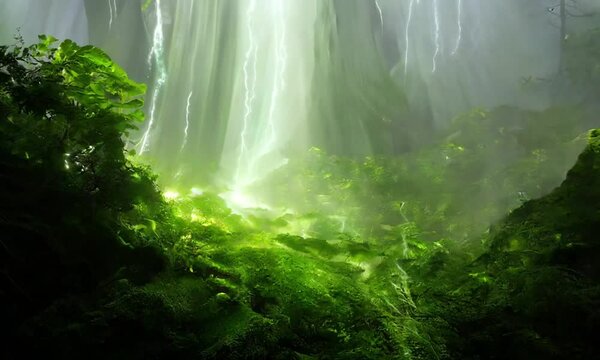 Plant nature magic green forest in cinematic view