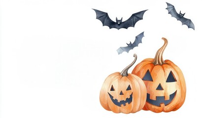 Spooky Halloween sale banner with eerie pumpkins, bold discount text, bats flying, clearance promotion
