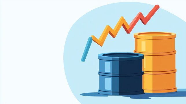 oil barrels with rising graph, business concept clip art preview