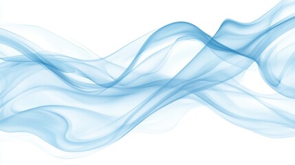 Fototapeta premium A blue wave with white background. The blue color of the wave is very vivid and it looks like it's moving