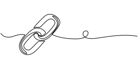 Linear background of chain. One continuous line drawing of a chain. Vector illustration. Chain icon isolated, Chain icon in continuous line drawing style. Line art of chain icon. Vector illustration