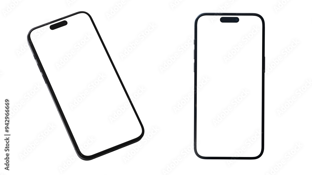 Aufkleber mockup smart phone new generation and advertisement screen transparent and clipping path