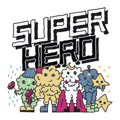 Hand drawn trendy cute cartoon.