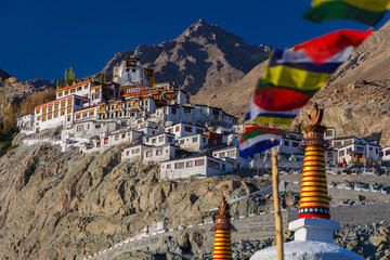 Early morning sun rays falling on Diskit Gompa in Nubra valley, Ladakh India on 18 July 2024.