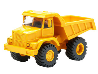 Yellow toy dump truck isolated transparent background