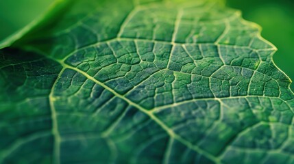 close up detail of a green plant leaf vein