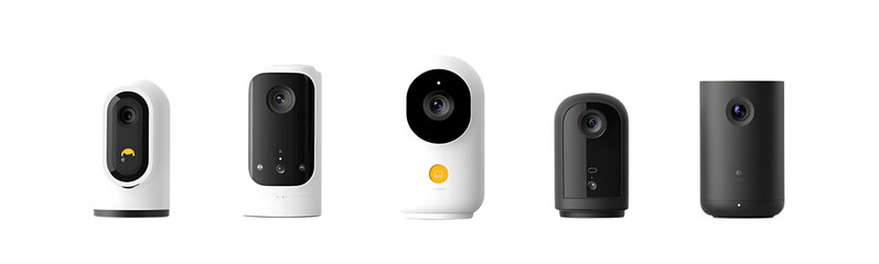 Obraz premium Various Smart Home Cameras on White Background
