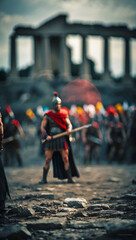 Dream Inspired Bokeh Contrast Image Greek Soldiers Preparing for Battle