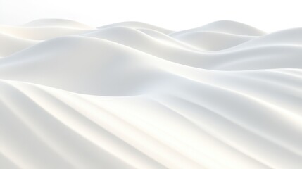 A white sandy beach with a wave in the distance. The beach is empty and the sky is clear