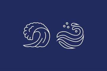 Wave monoline with blue and whit colors set