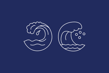 Wave monoline with blue and whit colors set